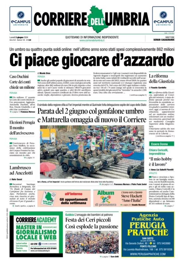 Prima-pagina-corriere umbria-del-2024-06-03